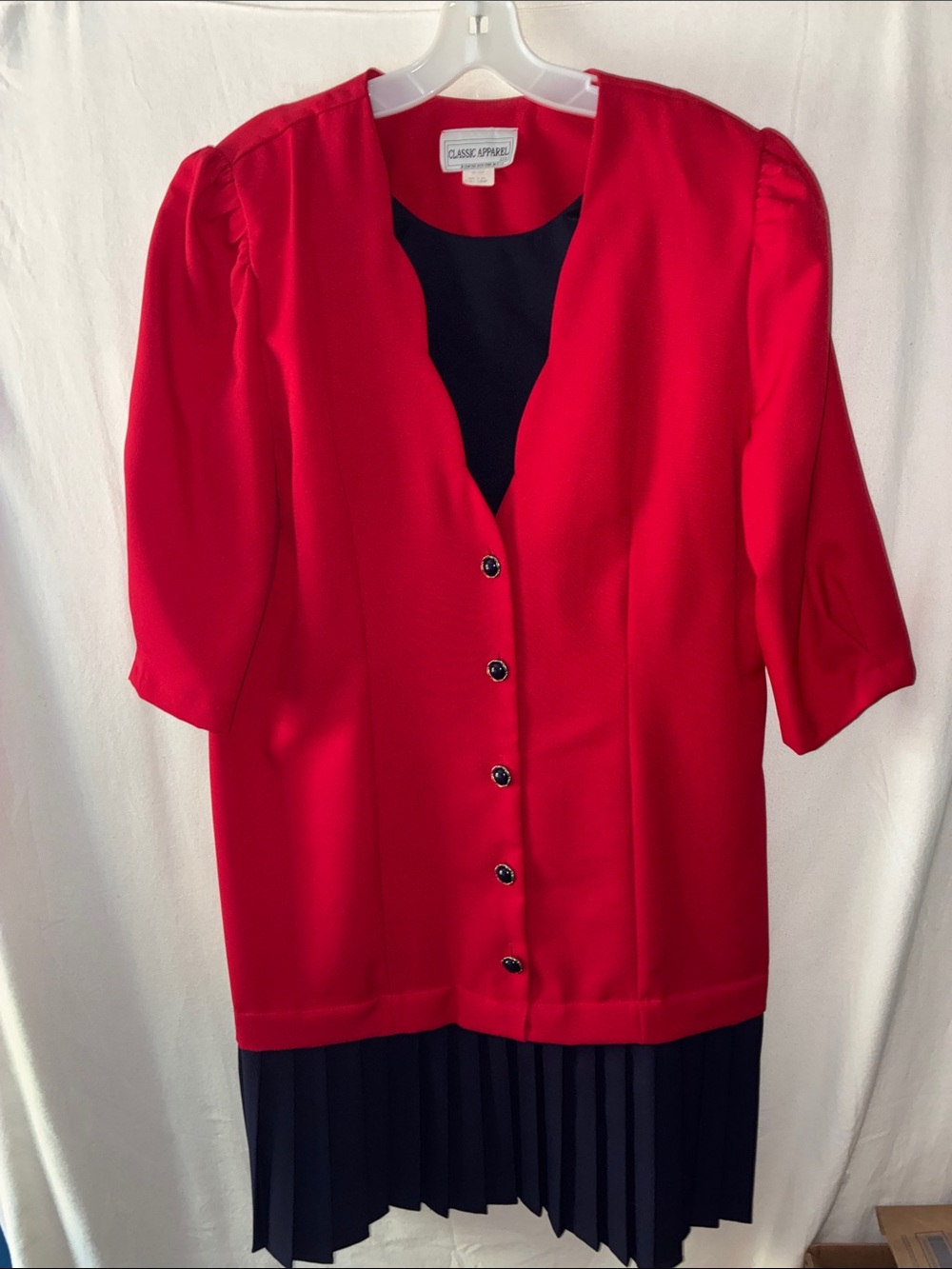 Vintage One Piece Red Button-Front Women's Dress